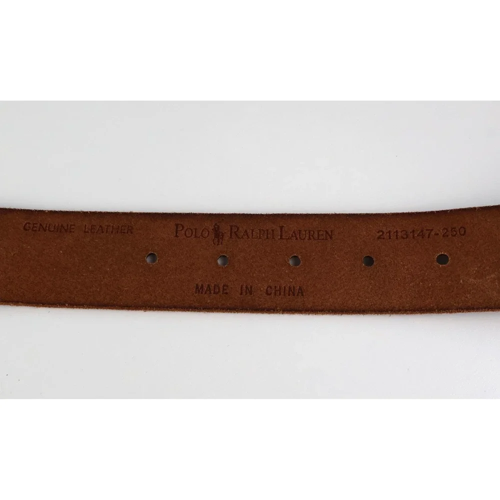 Polo Ralph Lauren Mens Braided Leather Belt Brown Woven Solid Brass 36 2113147